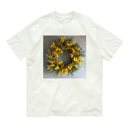 ミモザの花をりース　なでしこ1478 オーガニックコットンTシャツ