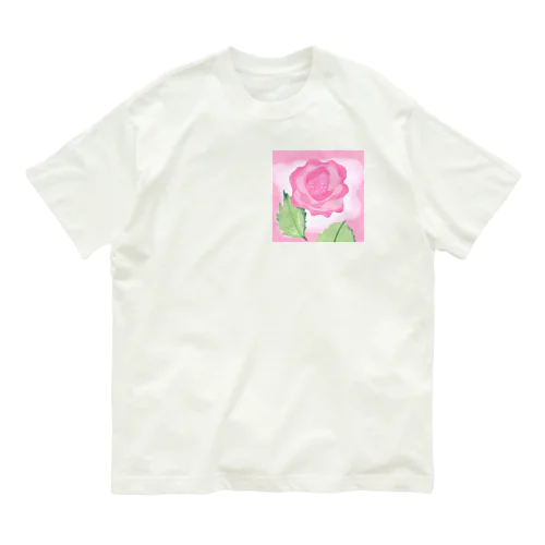 ピンクのバラ Organic Cotton T-Shirt