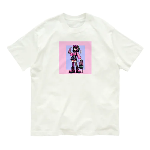 ピクセルピンモンガール2 オーガニックコットンTシャツ
