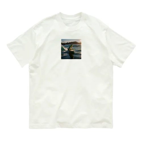 カエルがサーフィン Organic Cotton T-Shirt