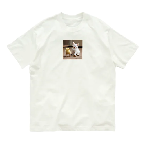 子猫とひよこ Organic Cotton T-Shirt