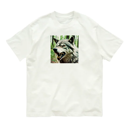 Angry wolf オーガニックコットンTシャツ