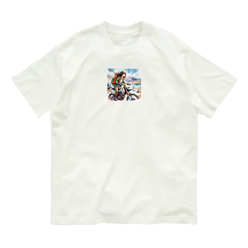 バイク女子リナ オーガニックコットンTシャツ