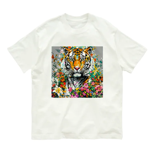 虎と花々 Organic Cotton T-Shirt