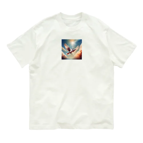 明るい 天空で 自由に 飛ぶ 白い モズ Organic Cotton T-Shirt