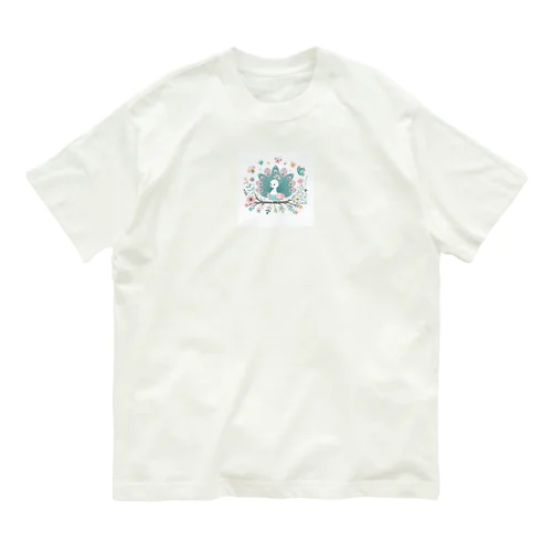 カラフルな孔雀の幼鳥 Organic Cotton T-Shirt