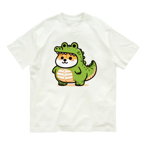 ワニの着ぐるみを着た柴犬のイラスト Organic Cotton T-Shirt