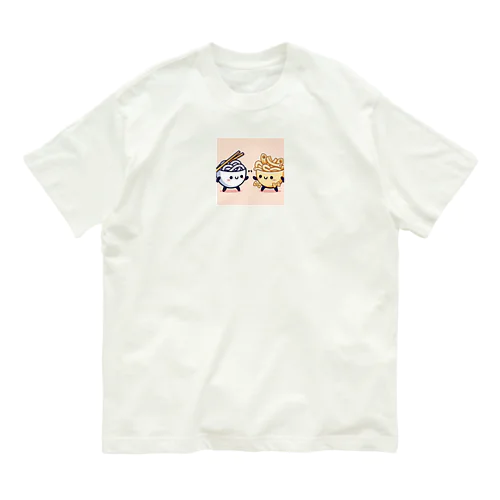 うどんVSパスタの戦い オーガニックコットンTシャツ