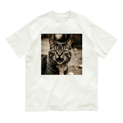 怒ってるネコ Organic Cotton T-Shirt