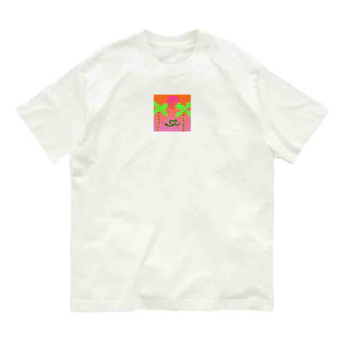 vaporwave風ヘビくん オーガニックコットンTシャツ