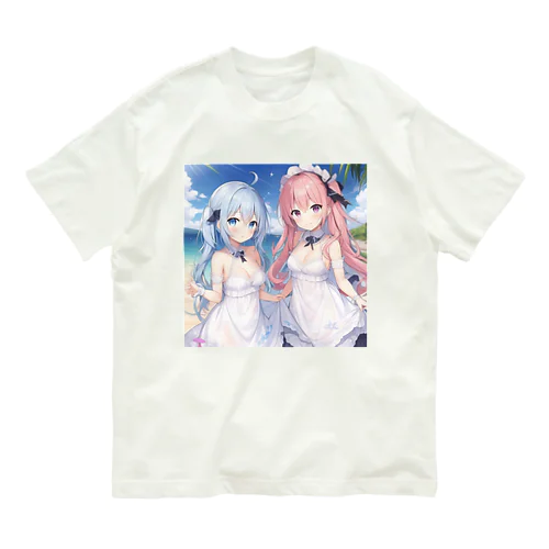 Azur&Azvl 白ワンピース オーガニックコットンTシャツ