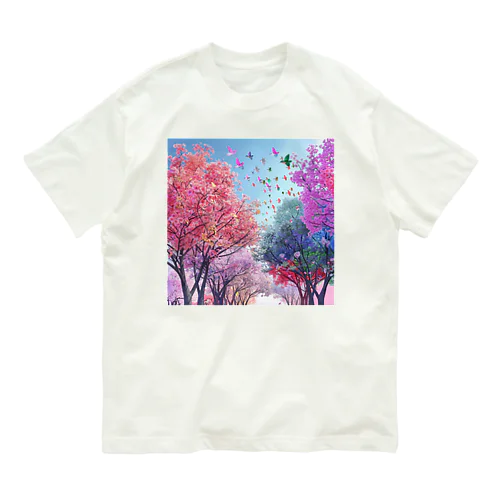 自然の美しい木々と鳥　なでしこ1478 Organic Cotton T-Shirt