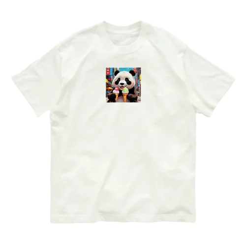 アイスクリームをもらって嬉しいパンダ Organic Cotton T-Shirt