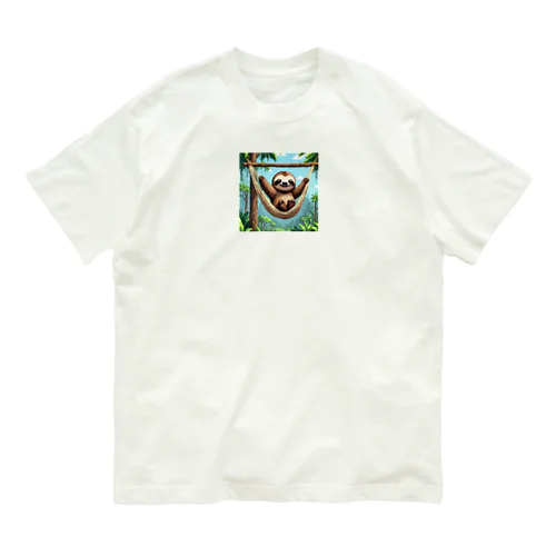 ハンモックに揺られるナマケモノ Organic Cotton T-Shirt