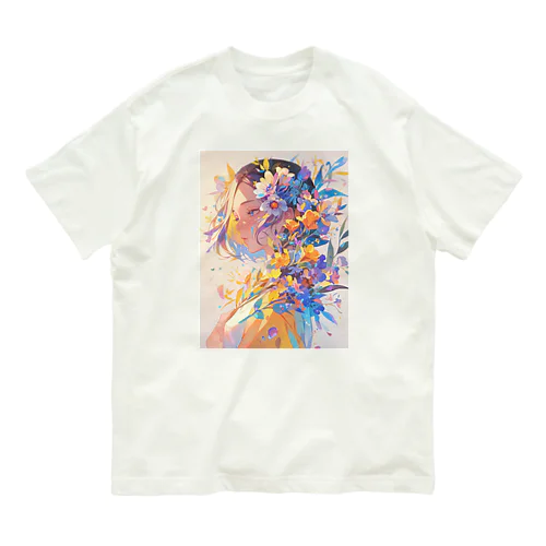 花に囲まれて　BLUE PLUM  691 Organic Cotton T-Shirt