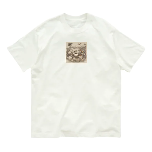 西洋風動物達のお茶会 Organic Cotton T-Shirt