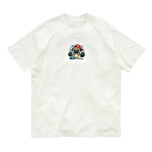 筋トレ パグ オーガニックコットンTシャツ