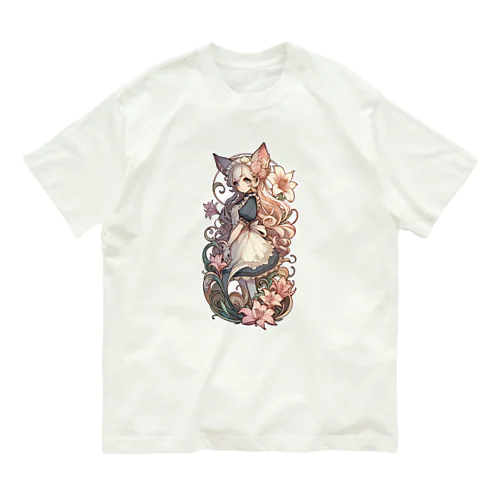 植物と猫さん オーガニックコットンTシャツ