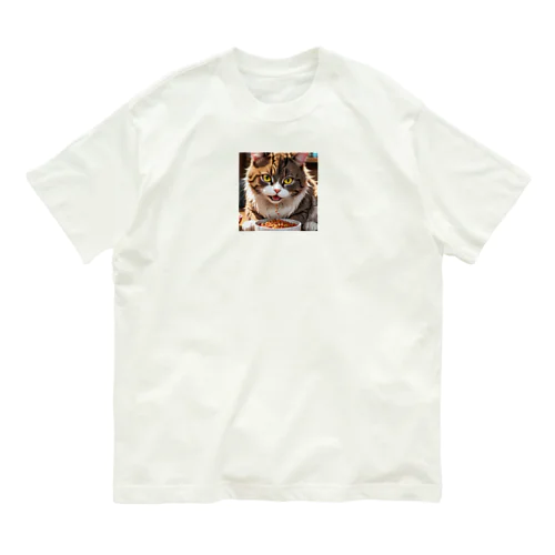 ふわふわの猫とのほっこりタイム♪ オーガニックコットンTシャツ