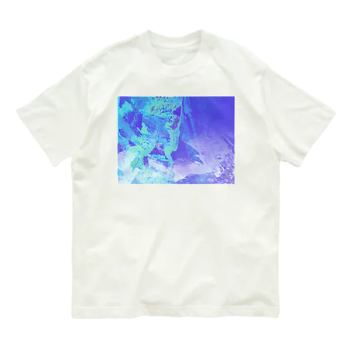 水色の流れるような手描きテクスチャ Organic Cotton T-Shirt