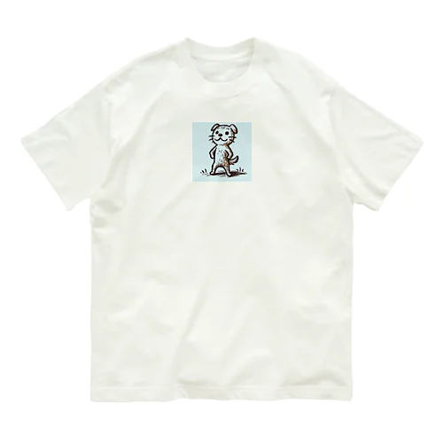 アニメ風の手書き犬イラスト オーガニックコットンTシャツ