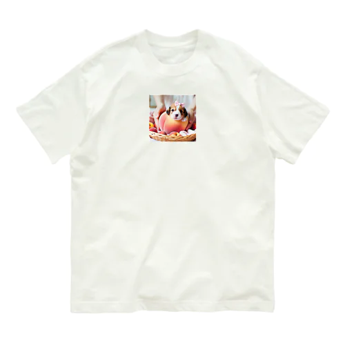 桃から生まれ子犬 Organic Cotton T-Shirt