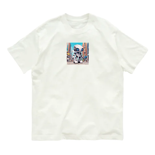 可愛いロボットのイラストグッズ オーガニックコットンTシャツ