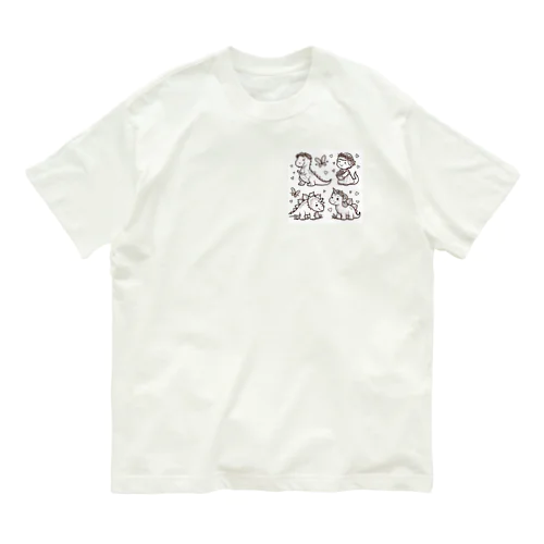 仲良し恐竜 オーガニックコットンTシャツ