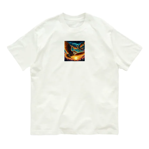 フクロウとドラゴンが空中散歩中 Organic Cotton T-Shirt