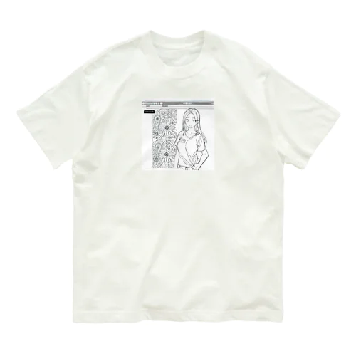 爽やかな女性が描かれた線画 Organic Cotton T-Shirt