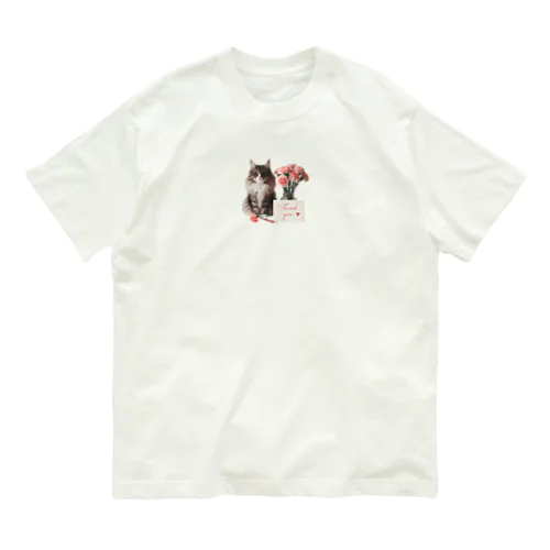 猫とカーネーション Organic Cotton T-Shirt