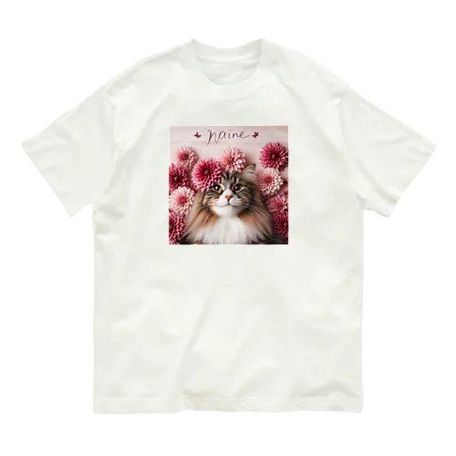 猫とダリア Organic Cotton T-Shirt