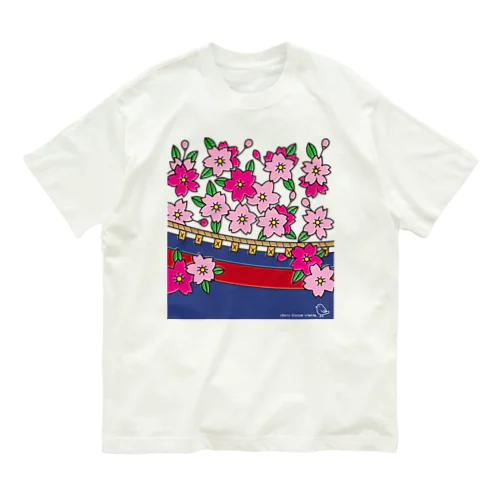 花札風「桜」 オーガニックコットンTシャツ