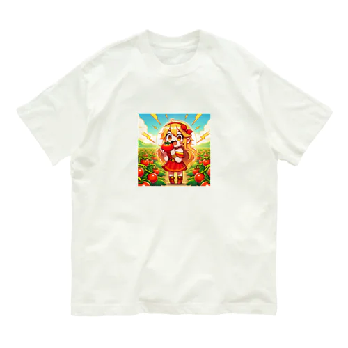 可愛い、リコピン、トマト食べてる Organic Cotton T-Shirt