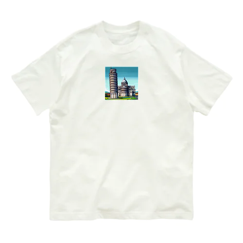 ピサの斜塔（pixel art） オーガニックコットンTシャツ