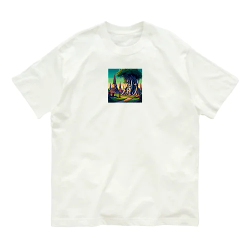 アユタヤ遺跡（pixel art） オーガニックコットンTシャツ