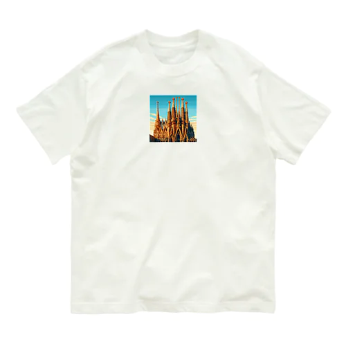 サクラダファミリア（pixel art） オーガニックコットンTシャツ