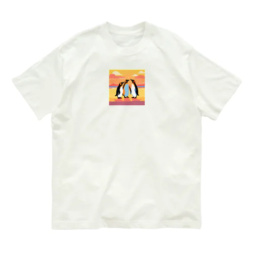 夕日に映えるペンギン Organic Cotton T-Shirt