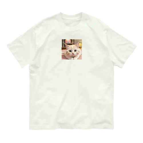 かわいい猫のグッズ オーガニックコットンTシャツ