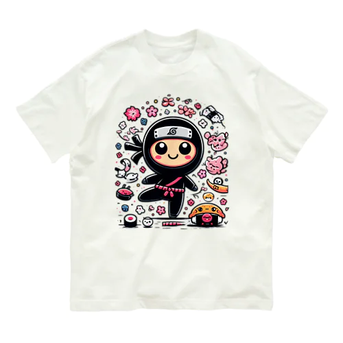 ゆるキャラ黒忍者 オーガニックコットンTシャツ