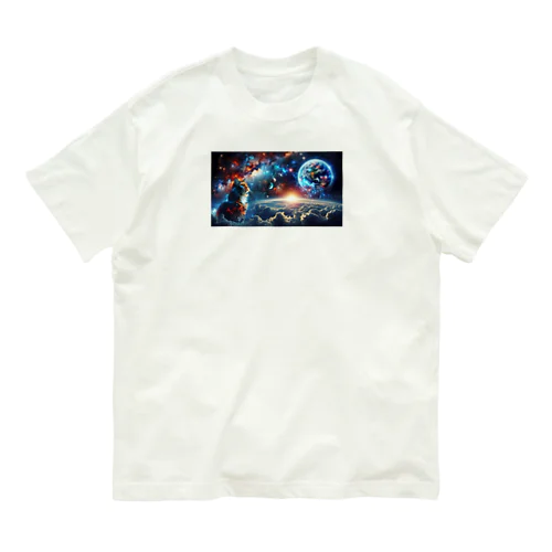 星を見つめる猫 Organic Cotton T-Shirt
