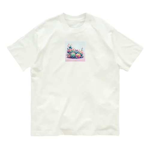 綺麗な多肉植物イラスト オーガニックコットンTシャツ