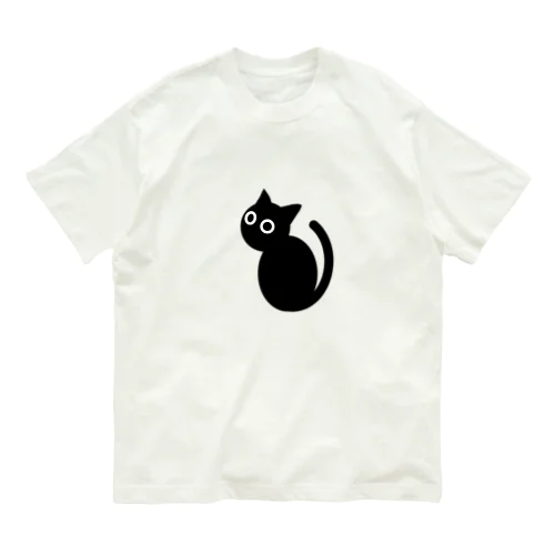 見返り黒猫 オーガニックコットンTシャツ