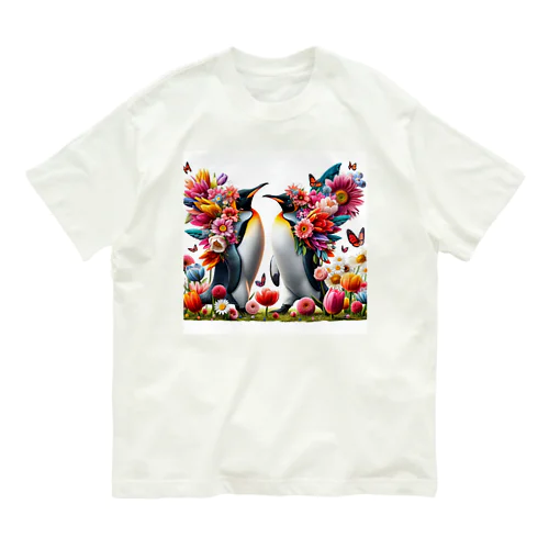 フラワーペンギン Organic Cotton T-Shirt