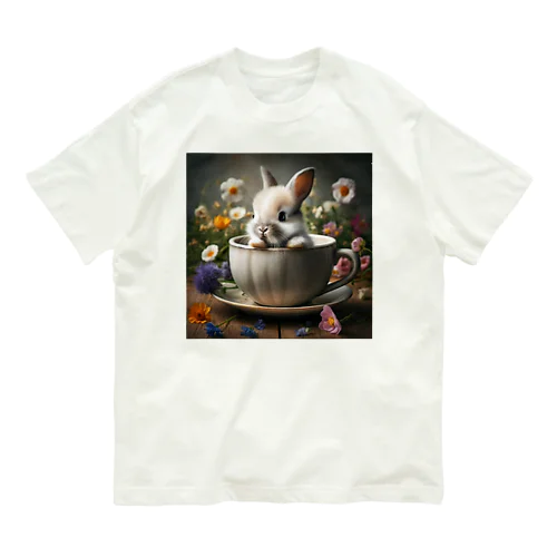 ティーカップのうさぎちゃん オーガニックコットンTシャツ
