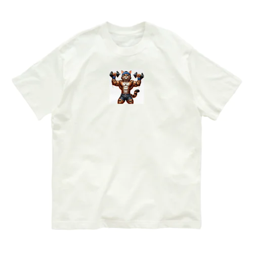 筋ネコ オーガニックコットンTシャツ