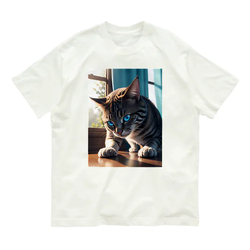 蒼い瞳の猫ちゃん2 オーガニックコットンTシャツ
