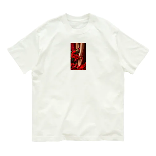 red Rose heel  オーガニックコットンTシャツ