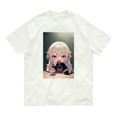 フルーツ食べるかわいい娘 オーガニックコットンTシャツ