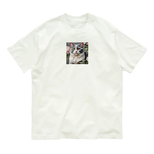 ピオニーと猫 Organic Cotton T-Shirt